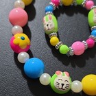 Kids Bunny Beaded Jewelry Set Multicolor Elastic Acrylic Necklace Bracelet