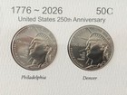 2026 Enduring Liberty 250 Years Half Dollar     Dual   date P   D Set     Uncirculated