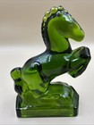 Le Smith Emerald Green Rearing Horse Glass Bookends Set Of 2