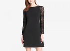 Tommy Hilfiger Women s Knee Length Sheath Dress Sheer Solid Long Sleeve A2326