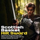 38  Broad Scottish Ceremonial Sword W  Basket Hilt Red Suede Handle   Leather