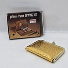 Vtg Mini Travel Sewing Kit Leather Case Golden Freme 3 5  X 2 5  W Original Box 