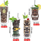 Tiki Mugs Set Of 4    Ceramic Hawaiian Party Mugs Large Drinkware  Tiki Party Cups