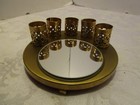 Vintage Vanity Mirror 5 Lipstick Metal Filigree Holder Gold Footed 4 75    W 1960