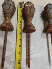 Lot Of 3 Antique Garden  Cast Iron Hose Guide Stakes Finnial Stakes