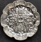 1890 Vale Bros  Sermon Sterling Silver Wine Coaster Trinket Dish Repousse 4 1 2   