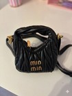 Blush Bobos Mini Bag Charm Key Chain  Black Faux Leather   Gold Metal Logo