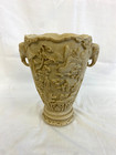 Vintage Large Asian Carved Resin Vase 12   With Elephant Handles Charity Listing