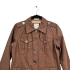 Ruff Hewn Womens Military Utility Jacket Collared Flap Pockets Lined Brown Sz M