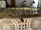 Vintage 13  Oval Vanity Tray Mirror Dresser Perfume-gold Filigree Ornate Border