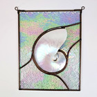 Nautilus Shell Seashell Stained Glass Iridescent Suncatcher Copper Nautical 11x8