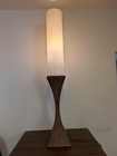 Mcm Mid-century Modern Opaque Plastic   Teak Wood Floor Lamp