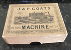 Rare Antique J   P Coats Six Cord Machine Cotton Box Plus 12 - 100 Yd Spools