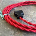 Red   8  Vintage Lamp Cord   Twisted Cloth Covered Wire W  Black Flat Plug