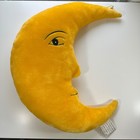 Vintage 90s Salamander Graphix Crescent Moon Plush Pillow Yellow Celestial Face