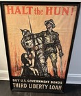 Ww1 Original War Poster Third Liberty Loan Bonds  halt The Hun  Framed Read