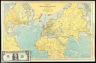 Vintage World Flight Map Old Original Large Proposed Airways Ca 1929 Antique