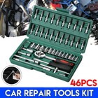 46pcs Socket Spanner Tool Kit Ratchet Wrench Set Metric sae 1 4  Drive W case