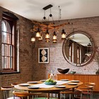 8-light Rustic Country Chandelier Wood Pendant Lamp Industrial Ceiling Fixture