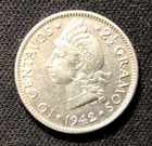 1942 Dominican Republic 10 Centavos Silver  Nice Coin 