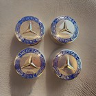 Set Of 4 Mercede S Benz 75mm Classic Blue Wheel Rim Cover Hub Caps Emblem