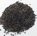 Vintage Antique Czech Glass Seed Beads Metallic Dark Purple Ab Iris 9 0 3 Cuts