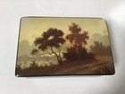 Vintage Russian Black Lacquer Papier  mache Box  Artiest Signed    