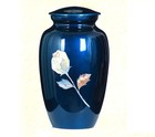 Mother Of Pearl Rose Inlay Royal Blue Adult Cremation Urn  Metal  Free Shipping