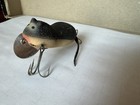Vintage Heddon Meadow Mouse Wood Fishing Lure Black Flitter Leather Tail
