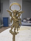 Antique Or Victorian-style Brass And Cast Iron Cherub Doorstop 17 25  H
