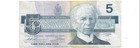 1986 Banknote  5 Bill  Birds Of Canada  Kingfisher  Circulated Paper Currency 