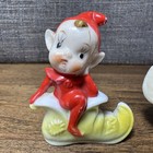Vintage Christmas Pixie Elf Figurines Lot 3 Porcelain Japan Mid Century Kitsch