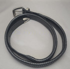 Vtg 90s Black Leather Western Woven Belt With Silver Tone Buckle   Tip