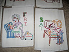 Lot Of 6 Vintage Flour Sack Towels Hand Embroidered Days Of The Week Chores