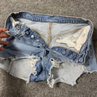 Levis 501 Shorts Womens W28 Blue Denim High Rise Distressed Cutoff Button Fly