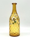 Antique Handpainted Pontiled Diamond Lattice Amber Glass Barber Bottle-10 25   