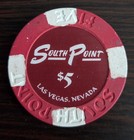  5 South Point Casino Las Vegas Error off-center Casino Chip