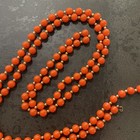 Faux Salmon Coral Bead Rope Necklace With Golden Small Globs 1900s Antique