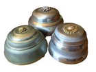 Vintage Antique Victorian Vanity Lot 3 Musical Aluminum Bejeweled Powder Boxes 