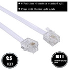 25feet Long Telephone Extension Cord Phone Cable Line Wire  With Standard Rj11