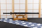 40   Chinese Sword Jian Black Wood Handle Scabbard Double Bo-hi Folded Steel
