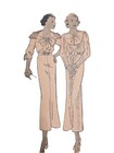 Vtg 1930s Butterick Delineator Sewing Pattern Dress Unique Shoulder Sleeve 16 34
