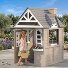 Outdoor Playhouse  Wooden Kids Playhouse With Dog Door  Cookware  Bell