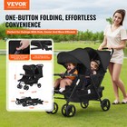 Vevor Foldable Double Stroller Baby Travel Stroller For 2 Kids W  Canopy Black