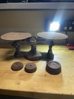 Detecto Cast Iron Mercantile Balance Scale W  2 Pans   3 Weights  Ny Usa
