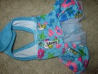 Blue Floral Smurfs Doggy Dress W  Ruffles   Rhinestones Xs   rare From 2013