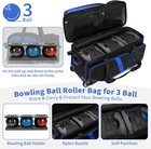 3 Ball Bowling Bags With Wheels  Secure Adhesive Fixed Ball Cup   Shoe Compartme