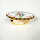 Stratton England Gold Lipview Lipstick Case Holder Floral Sweetpea Mirror