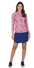  100 Ibkul Women   s Long Sleeve Zip Mock Neck Top-marissa-hot Pink -medium -new