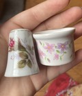 Vintage Miniature English Bone China  Porcelain Salt Shaker    Small Cup  Floral